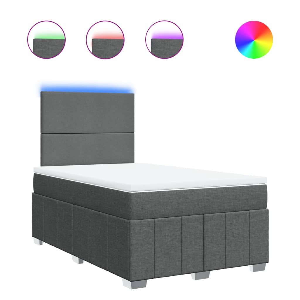 Box Spring Bed with Mattress Dark Gray 120x190 cm Fabric
