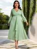 Ever-Pretty Women's Plus Size Shiny Chiffon Long Sleeve Wedding Guest Dress Twist Knot A-Line Evening Dresses