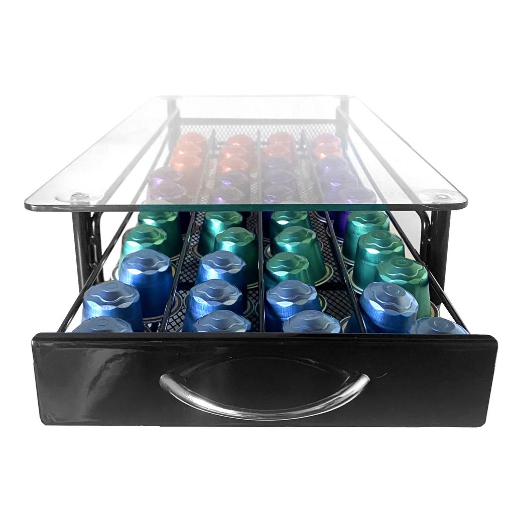 Nyana Home Nespresso Capsule Organizer Holder | 40 Capsule Capacity | Nespresso Compatibility | Glass Cover