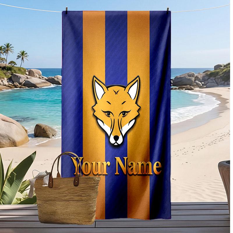 Leicester City Personalized Printed Beach Towel Soccer Logo Support Custom Name Text Absorbent Towel For Sport Travel Special Gift