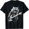 Rock Cat Playing Guitar Shirt Funny Guitar Cat Vintage T Shirt Men Women Kid NEW