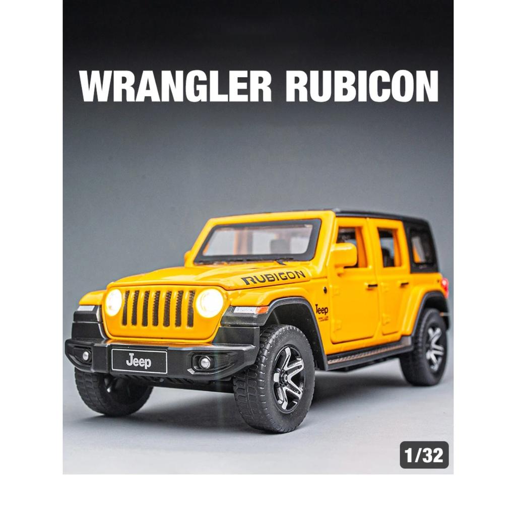 1/32 Jeep Wrangler Rubicon Модель игрушечного автомобиля с высокой имитацией звука и света внедорожная литая коллекционная игрушечная машина для детей