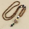 Festival Ethnic Jewelry Party Handmade Mala Wood Bead Horn Fish Pendant Buddhist Nepal Necklace