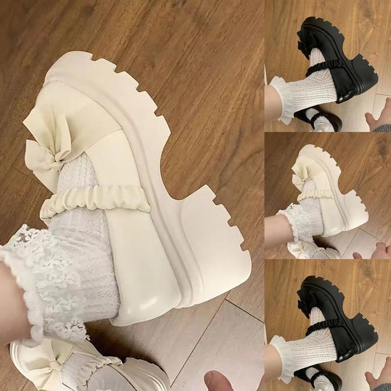 2025Closed Toe Shoes for Women Casual Bow Chunky Heel Loafers – Stylish Jane Shoes For Skirts