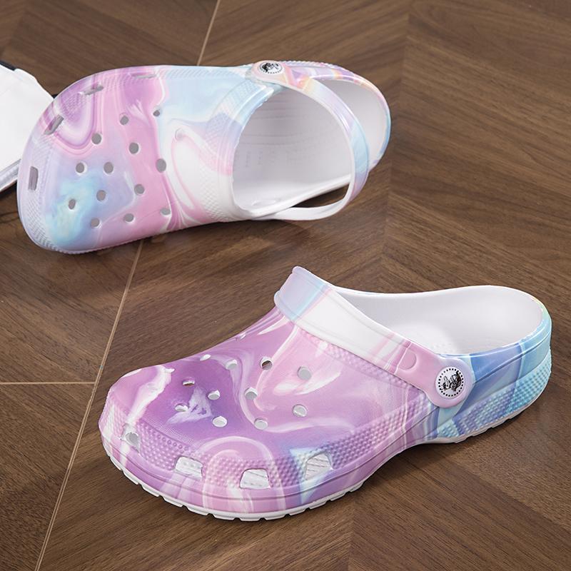 Mens Sandals Summer Printing New Large Size Men's Clogs Lightweight Beach Slippers Breathable Men's Sneaker Sandals Garden Clogs