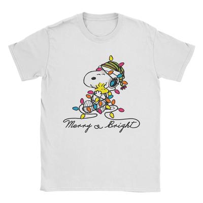 Мужская Женская Рождественская Футболка Snoopys 100% Хлопковая Одежда Новинка Короткий Рукав Круглый Вырез Футболки Идея для Подарка Футболка