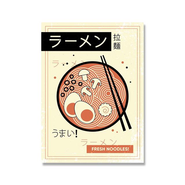Японский стиль Еда Забавный Рамэн Лапша Суши Плакат Настенная Картина на Холсте Картина для Гостиной Домашний Декор Кухни Куадрос Без Рамки