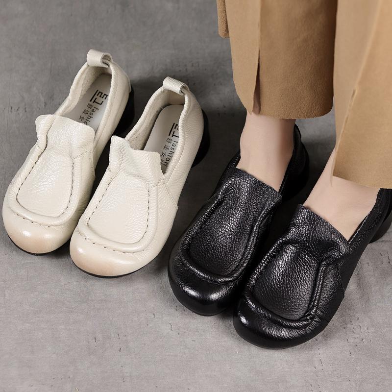 Женские кроссовки, летняя обувь, натуральная кожа, лоферы, слипоны, полые, 2025, новые, ручной работы, нескользящие кроссовки на платформе
