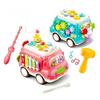 Plastic Bus Car Toy with Music & Light Knock Cartoon Rabbit Whack-a-Mole Fishing Game Musical Instrument Sensory Toys for Kids
