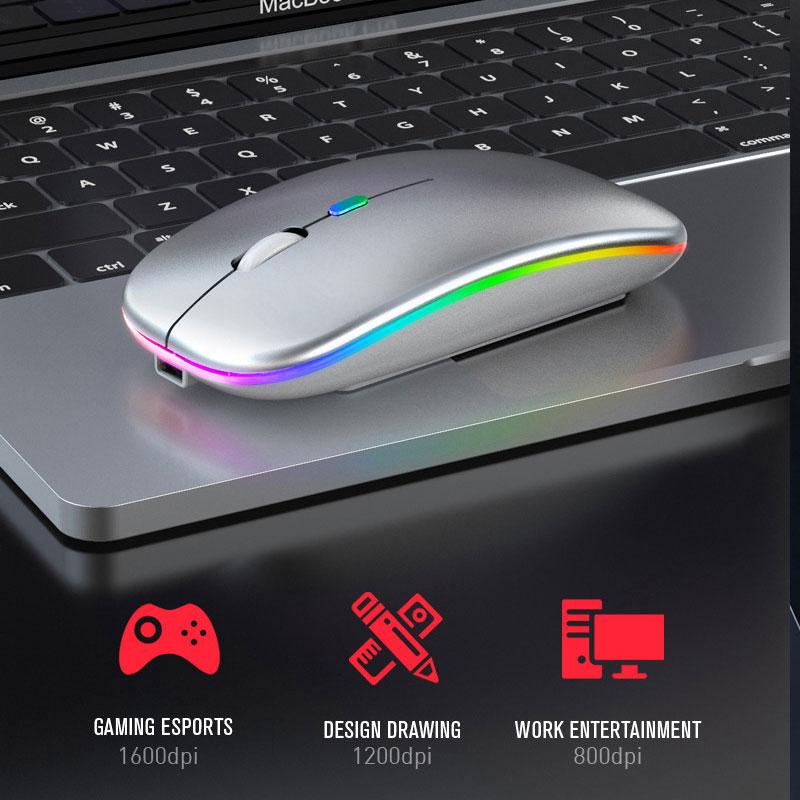 Беспроводная мышь Bluetoooth 5.0 с USB-подзарядкой, RGB-подсветкой для ноутбука, компьютера, ПК, Macbook, игровая мышь 2.4 ГГц 1600 DPI