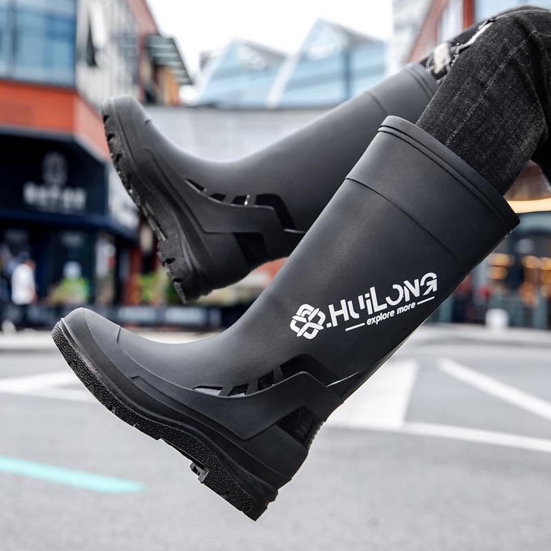 Модные резиновые сапоги для отдыха на природе, мужские водонепроницаемые ботинки, нескользящие бахилы, модные высокие мужские сапоги для рыбалки, водонепроницаемая обувь, легкие рабочие ботинки