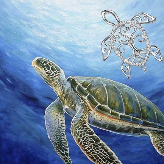 Полая necklaces Черепаха Морская Удача Долголетие Черепаха Кулон Ожерелье Сверкающий Стразы Ожерелье Украшение Подарок Ей Жене Подруге