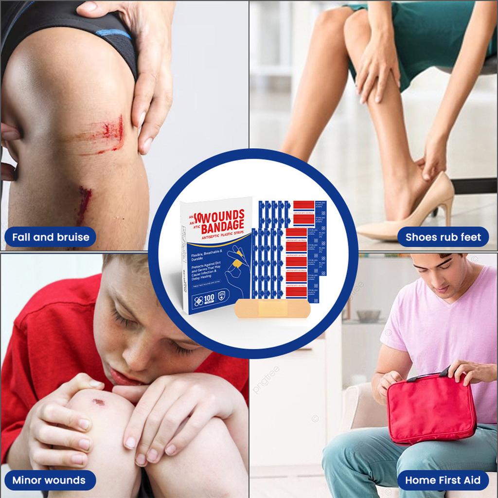Лента для перевязки ран 100 пластырей коробка гибкие полоски пластырь пластырь для небольших порезов и ожогов клейкие подушечки принадлежности для ухода