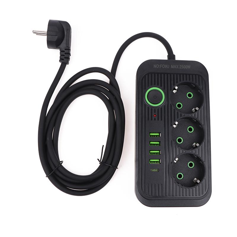 1 шт., удлинитель для розетки переменного тока с европейской вилкой, удлинитель с несколькими ответвлениями, электрическая розетка с 4 портами USB, быстрое зарядное устройство, европейская вилка
