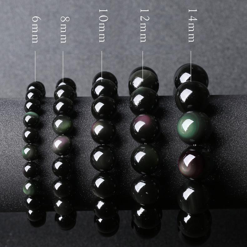 Браслет из натурального радужного обсидиана с ледяным обсидианом, золотым обсидианом, серебряным обсидиановым кристаллом, украшения в подарок