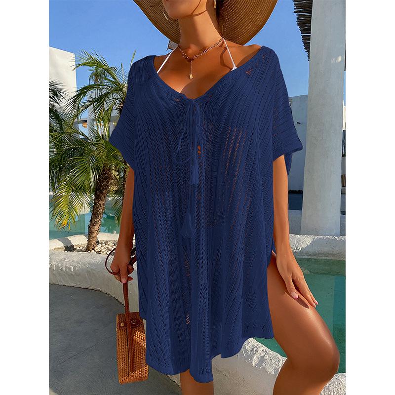 Summer Lace-Up Knit Beach Cover-Up