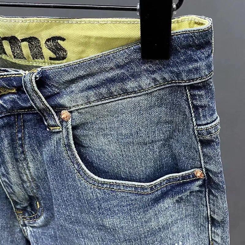 Новые летние простые джинсовые шорты, мужские модные облегающие эластичные капри, повседневные универсальные пиратские шорты, мужские