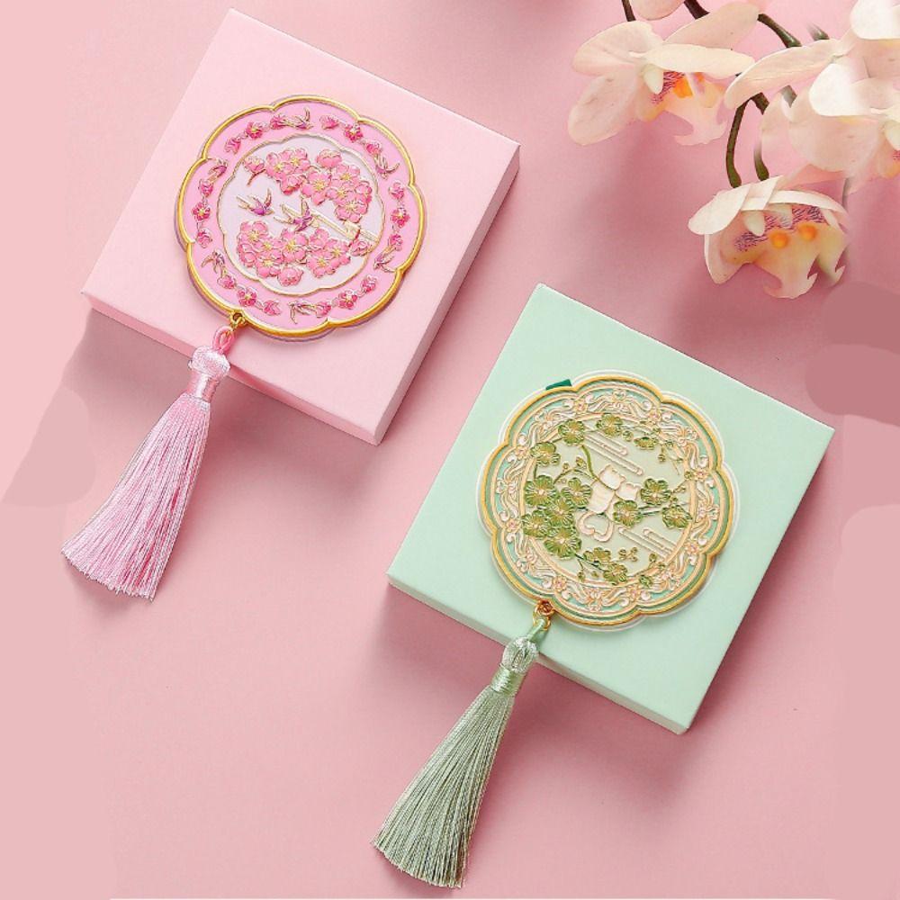 Ручное косметическое зеркало с рельефным узором, изысканное карманное зеркало в китайском стиле для макияжа