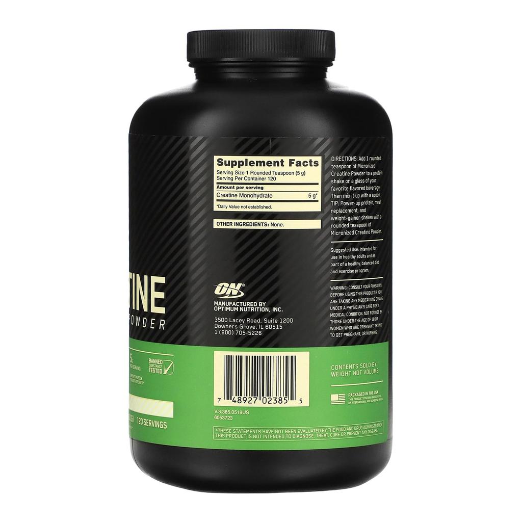 Micronized Creatine Unflavored (600 G), Micronized Creatine Powder Unflavored, Optimum Nutrition