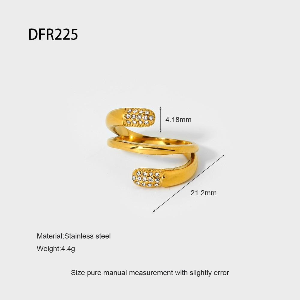 European and American geometric irregular multi-layer open ring niche high-end feeling plated 18k gold stainless steel ring women