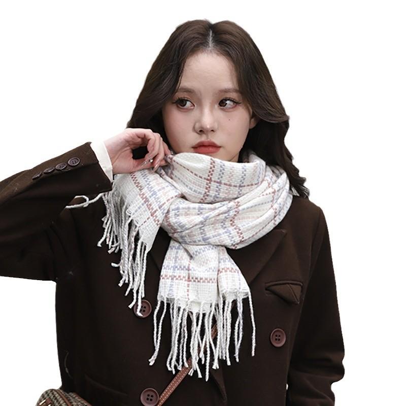 Advanced Autumn and Winter Imitation Cashmere Plaid Scarf Women's Winter New Versatile Student Warm Scarf