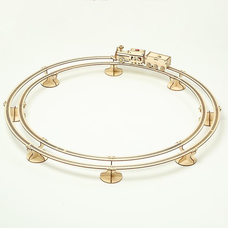 DIY Track Small Train Wooden 3D Three-Dimensional Puzzle Puzzle Decompression Assembled Toys Creative Crafts Ornaments