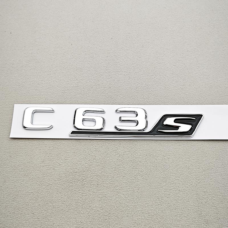 3D C63S Letters Rear Trunk Badge Emblem Decal For Benz W205 C Class C63 S AMG Car Styling Accessories Gloss Black Chrome