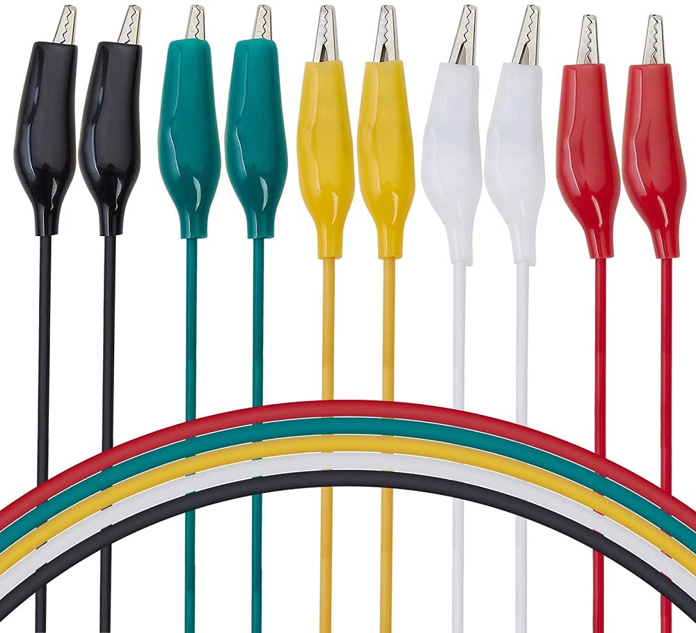 YFFSFDC 5 Цветов 30 шт. Тестовый провод 50 см Зажим типа "крокодил" Двухсторонний Электрический испытательный кабель