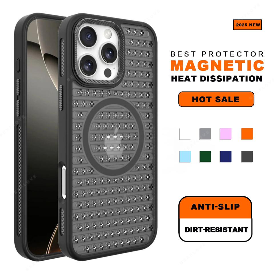 Magnetic Honeycomb Heat Dissipation Phone Case for iPhone 14 15 16 Plus 11 12 13 16 Pro Max Magsafe Matte Hard Protector Cover