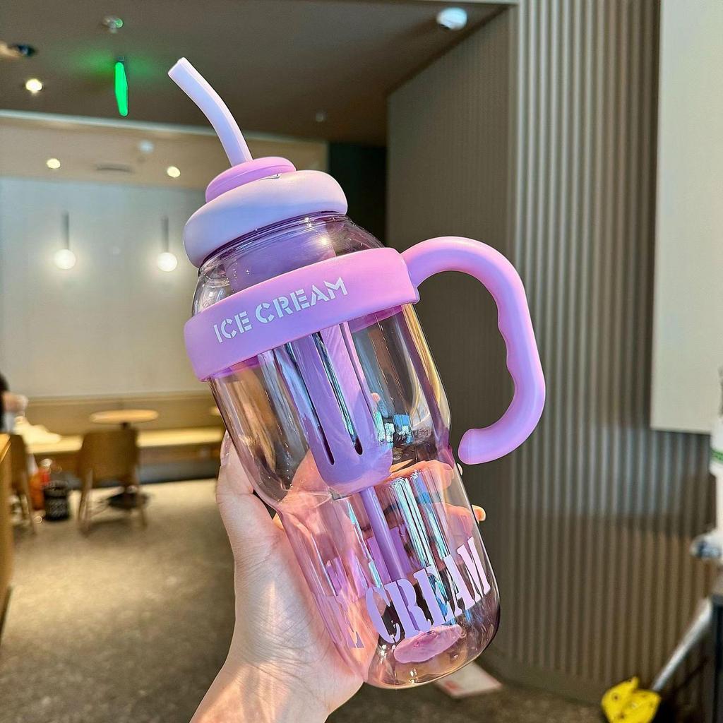 2026 Summer Ice Buster Plastic Straw Cup - Large Capacity, Stylish Design