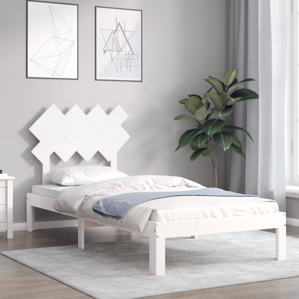 Vidaxl Rama Łóżka Bez Materaca, Biała, 90X200 Cm, Lite Drewno Sosnowe