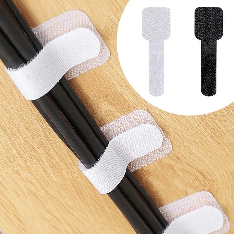 10pcs Reusable Cable Ties Fasten Wire Organizer Cord Rope Holder Self Adhesive Adjustable Cord Organizer Straps Desk Management