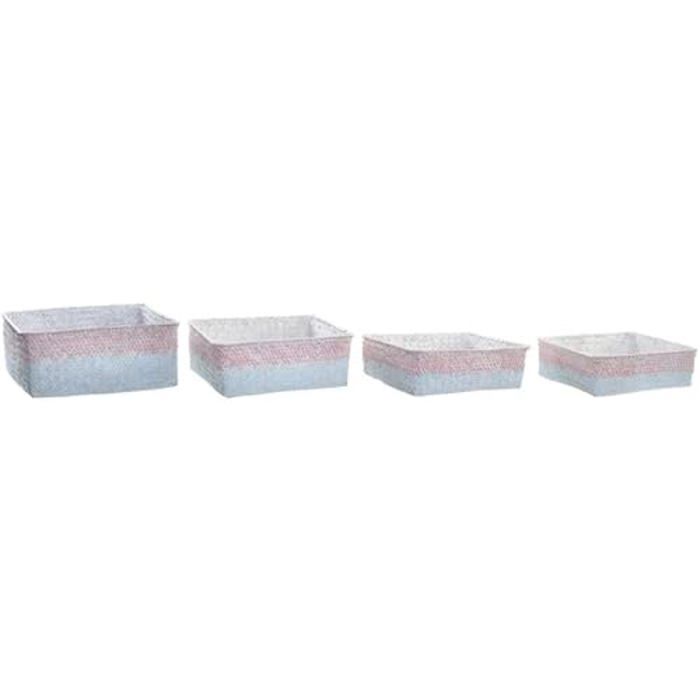 Jeu De Paniers - DKD HOME DECOR - Standard - Rose - Polyester Et Fibre - 26 X 26 X 9 Cm