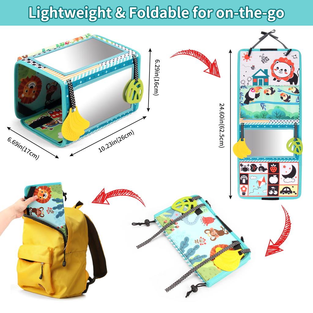 Детская тканевая книга с искажающим зеркалом, мягкая мультяшная, интерактивные сенсорные книги для родителей и детей, развивающие игрушки Монтессори для малышей