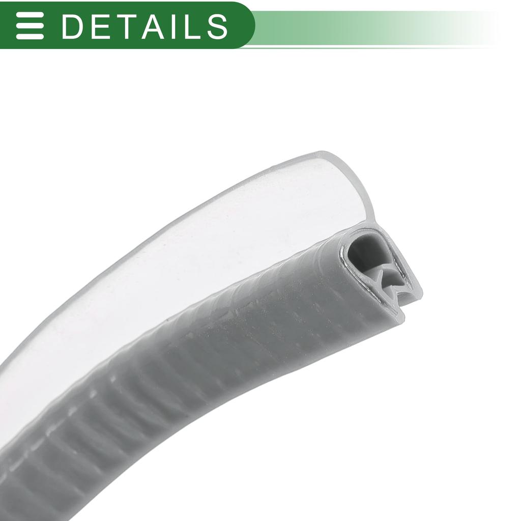 Motoforti Universal Car Door Edge Guards, U-Shaped Molding, Anti-Scratch Door Edge Protector, Anti-Collision Rubber, Gray, 10m