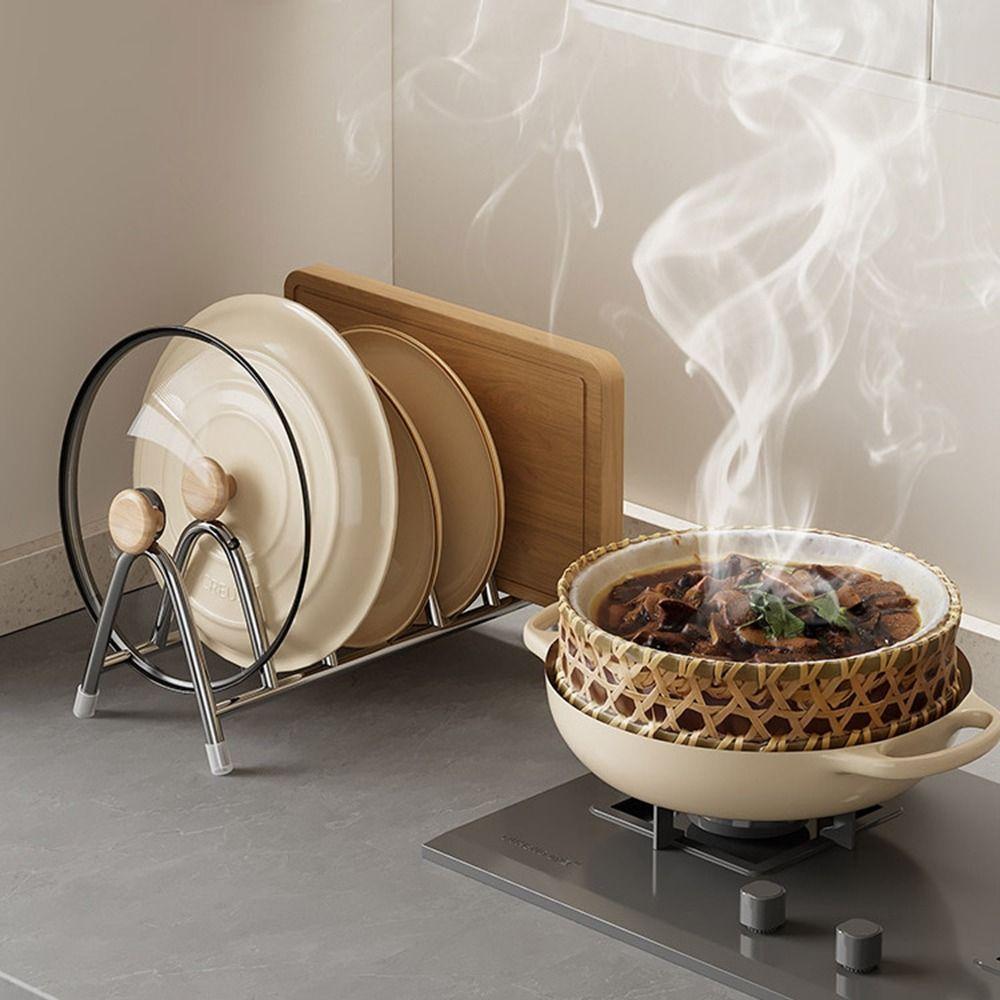 Вертикальный держатель для крышек кастрюль из нержавеющей стали, держатель для разделочной доски, стойка для хранения крышек кастрюль, столешница