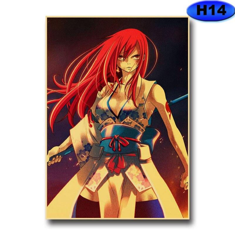 Anime Fairy Tail Posters Wall Stickers Kraft Paper Retro High Definition Poster Home Decor Living Room Bedroom Bar Decoration