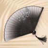 Китайский складной веер с деревянным хвостовиком, веер для классических танцев, высокое качество, элегантная кисточка