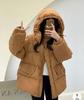 Новый противоударный высококачественный зимний костюм с капюшоном на талии пуховик женский средний и длинный повседневный свободный утолщенный белый утиный пух