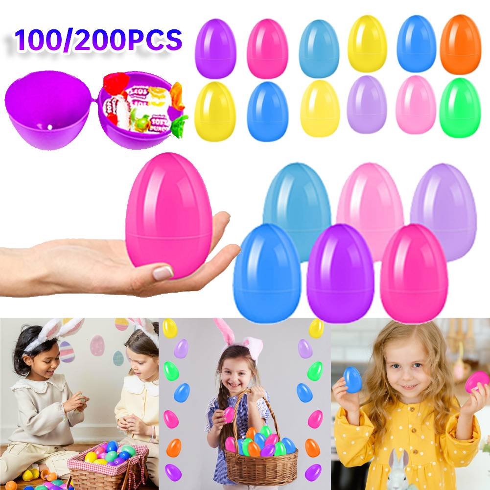200/100pcs Easter Egg Twisted Opening Eggshell Waterproof Gift Packing Box Reusable Empty Bright Eggshell for 2025 Spring Easter