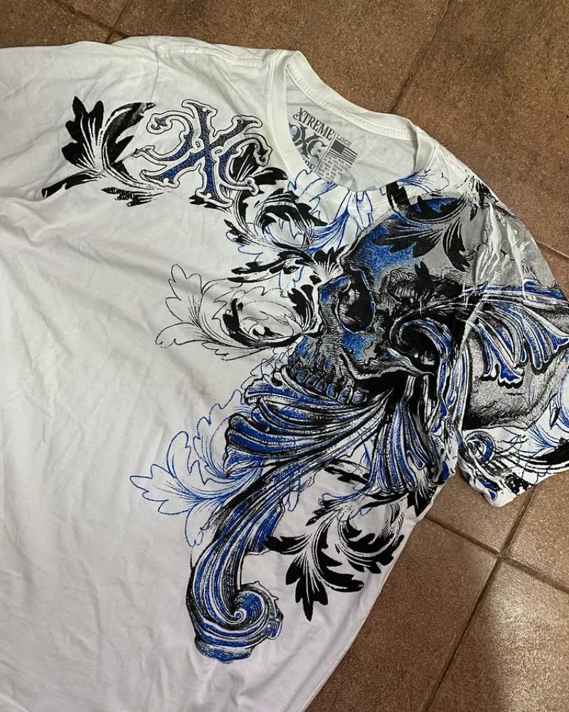 Gothic Xtreme Summer T-shirt Man 2000s Wings Skull Graphic Tee Lightweight Cotton Short Sleeves Casual Breathable T-shirt