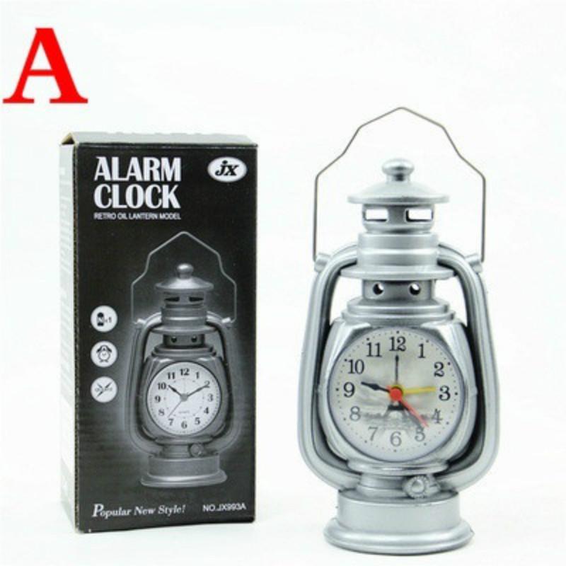 Vintage Alarm Clock Retro Oil Lamp Alarm Clock Watch Table Kerosene Light Clock Living Room Decor Ar
