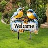 Decorative Stake Welcome Birds Yard Sign, PVC Backyard Decoration, 2D Plaque Lawn Sign for Patio,