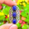 Lapis Lazuli Gemstone Handmade 925 Sterling Silver Jewelry Ring Size 11.5 D1o05