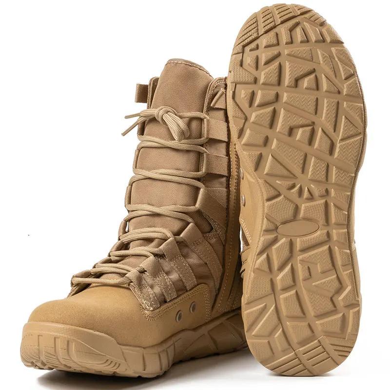 Outdoor Men Desert Combat Boots Training Boots Wear-resistant Military Boots Lightweight Hiking Shoes Male Middle Calf Boot