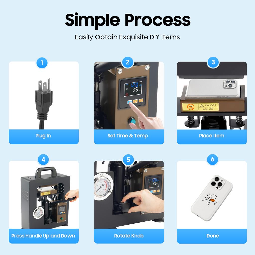 Профессиональный 10T Термопресс 900 Вт 0-999 с 0-400℉ для экстракции масла Розин ПУ Текстиль DIY Домашнее Магазинное Использование