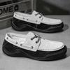 FashionMen Casual Leather Soft Bottom Shoes Handmade Flat Designer Lightweight Lace-Up Loafers Luxury Brand Boat Shoes Plus Size 38-46