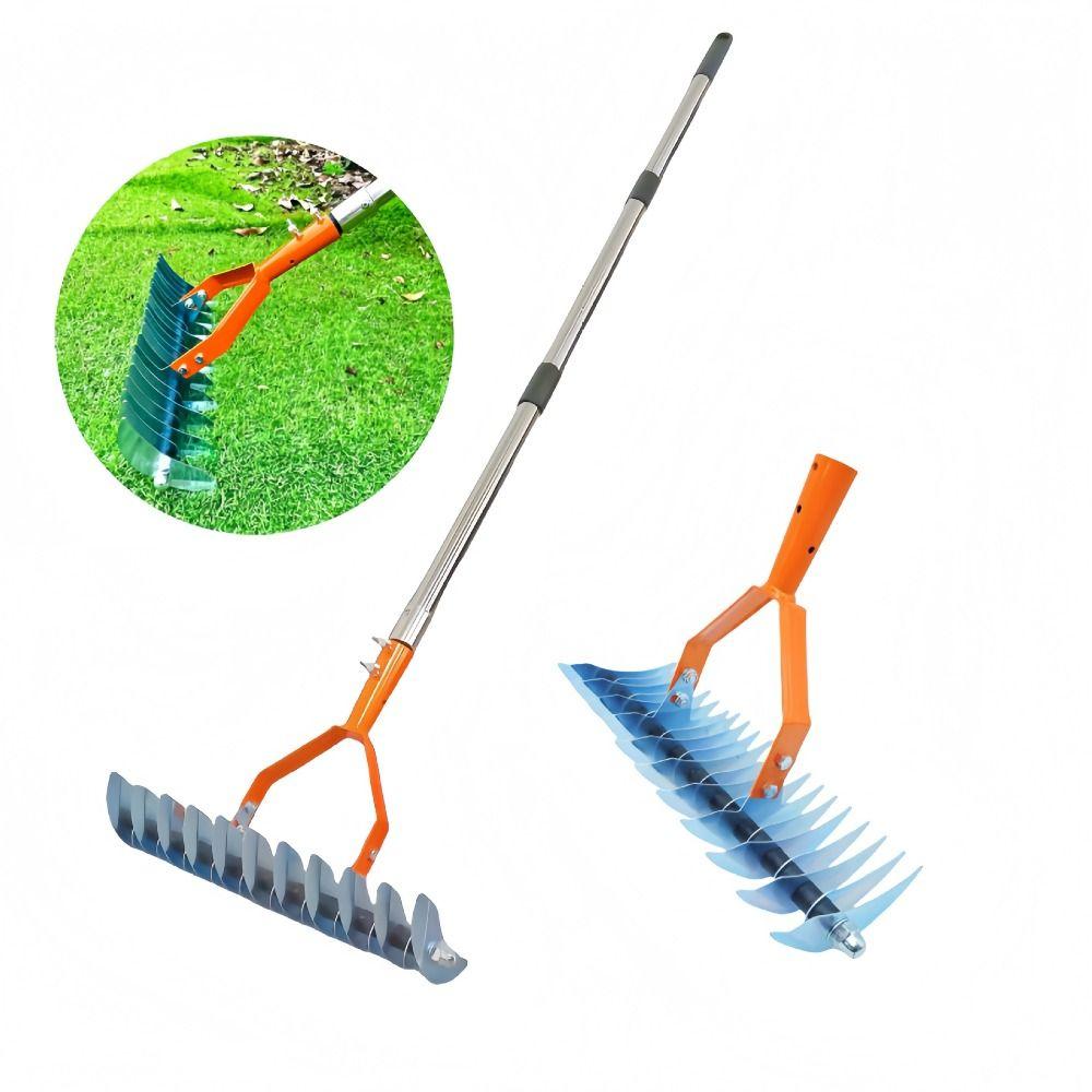 Durable Couch Grass Rake Removable Soil Aerator Withered Grass Thatch Rake Farmland
