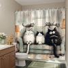 Kawaii Cartoon Cat Printed Shower Curtain Cute Funny Animal Artwork For Kids Women Bathroom