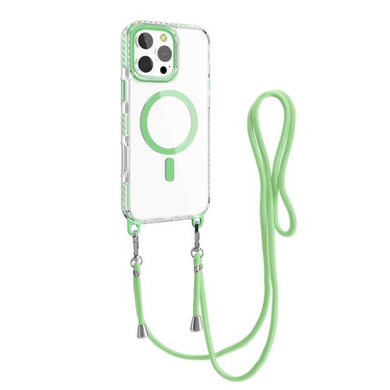 Магнитный прозрачный чехол для телефона для серии iPhone 16 Противоударный чехол для телефона через плечо